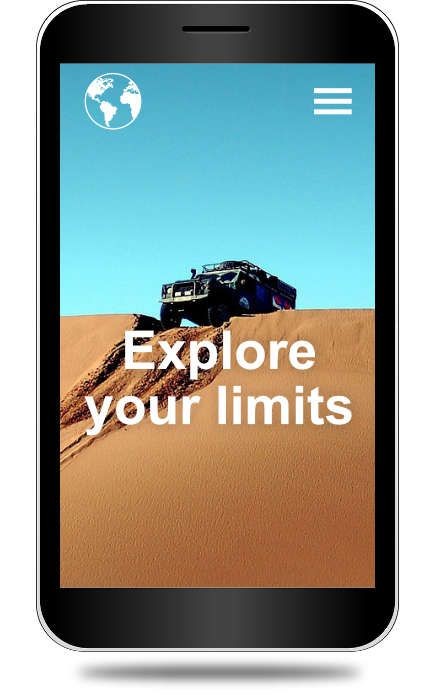 weboldal nyitólap egy mobiltelefon képernyőn egy autót ábrázoló képpel