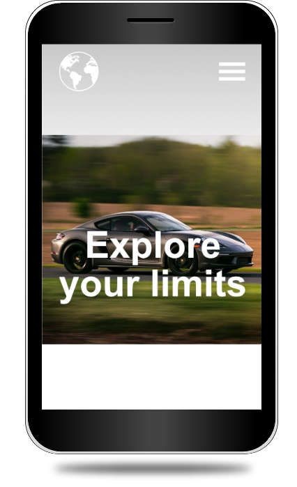 Mobiltelefon képernyőjén egy autót ábrázoló kép, a kép felett és alatt inaktív sávval