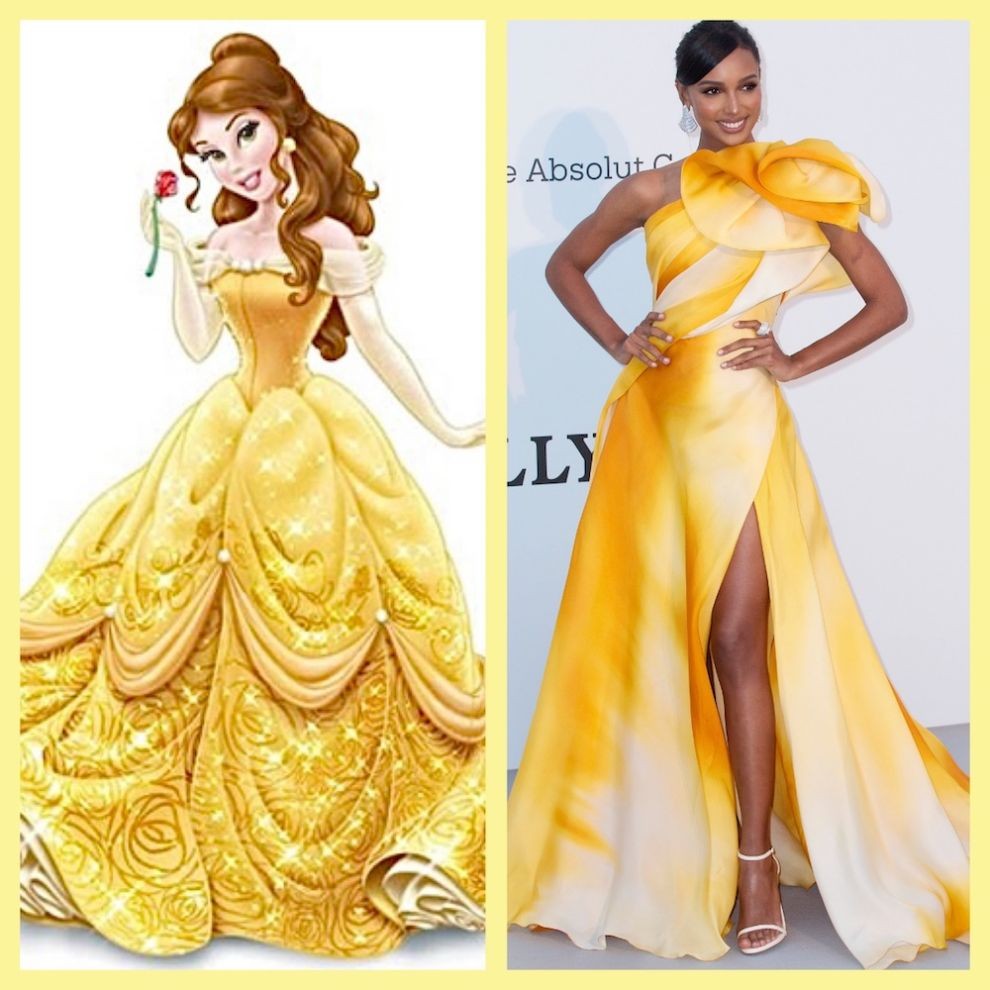 Disney hercegnő és egy hölgy hasonló ruhában